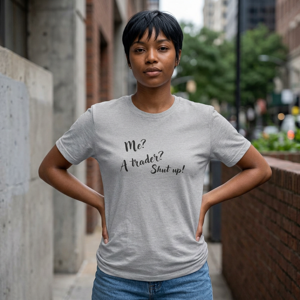 Trader T‑Shirt "Me? A Trader? Shut up!" – Funny Stock Market Tee for Traders